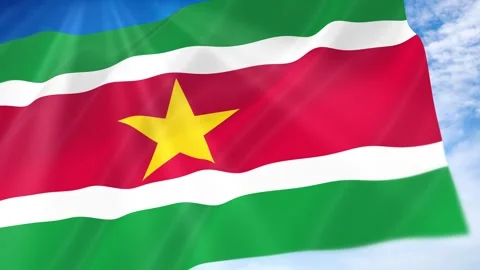 Suriname Flag Seamless Loop 4k 60fps on Sky Background Stock Footage 341678331