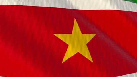 Suriname flag waving white background loop Stockbeeldmateriaal 342964841