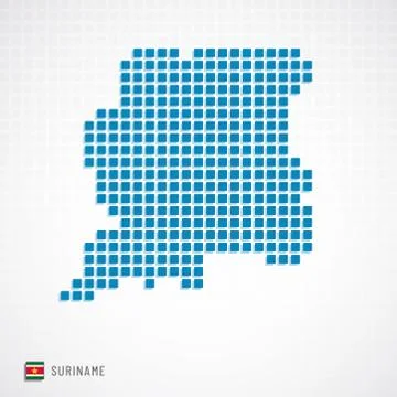 Suriname map and flag icon Stock Illustration