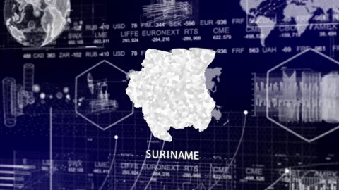 Suriname Map Animation Loop | Growth, GDP, Oil Economy &amp; Development Insights Stock Footage 331569258