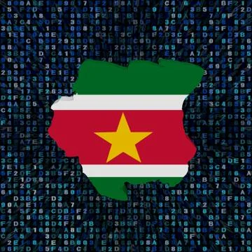 Suriname map flag on hex code illustration Stock Illustration
