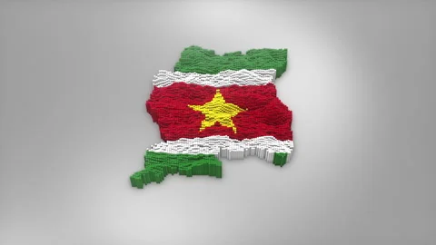 Suriname Map with Flag Intro Background Stock Footage 315163579