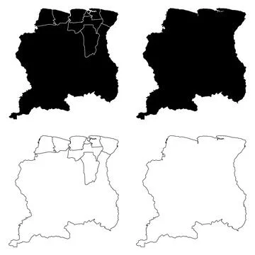 Suriname Outline and Solid Fill Map Set. Stock-Illustration