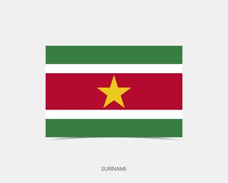 Suriname Rectangle flag icon with shadow. 스톡 일러스트