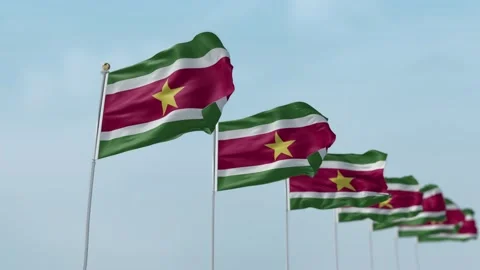 Suriname Row Of Flags Animation Stock Footage 136258091