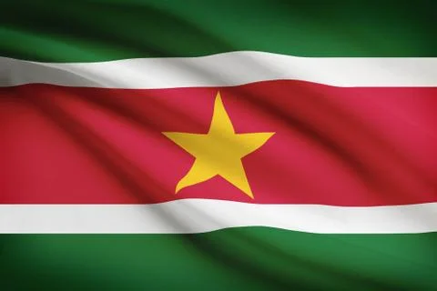 Surinamese flag blowing in the wind. part of a series. Stock Illustration