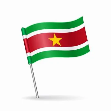 Surinamese flag map pointer layout. Vector illustration. Stock Illustration