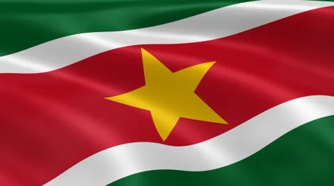 Surinamese flag in the wind Stock Photos