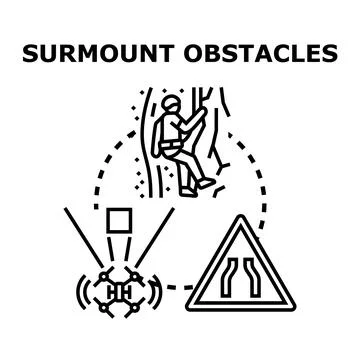 Surmounting obstacles and finding creative solutions concept Stock Illustration