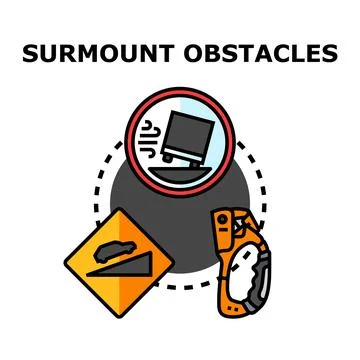 Surmounting obstacles overcoming challenges difficulty problem solving conc.. Stock Illustration
