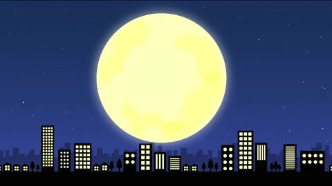 Surphamoon and Scrolling Night Cities (4K Resolution) Stock Footage 166197308