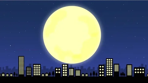 Surphamoon and Scrolling Night Cities (4K Resolution) Stock Footage 166198929