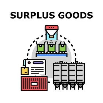 Surplus goods concept illustrating storage and distribution Stock Illustration