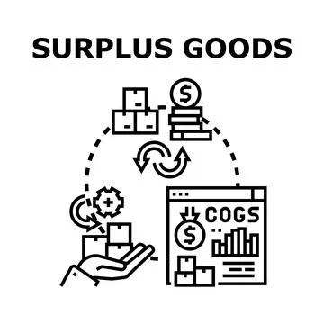 Surplus goods management and inventory optimization concept Stock Illustration