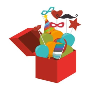 Surprice box with carnival elements 스톡 일러스트
