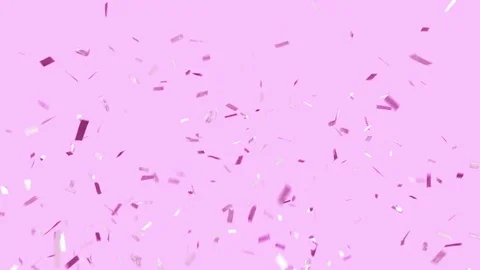 SURPRISE! Announcing... Pink confetti over pink background Stock Footage 79166015