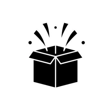 Surprise in box black icon, vector sign on isolated background. Surprise in box 스톡 일러스트
