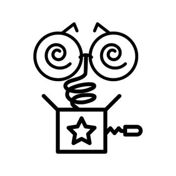 Surprise box with face comic on white background Stock Illustration