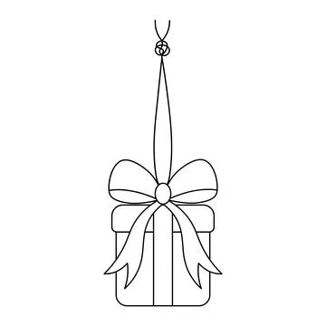 The surprise box hangs on a string with a knot. Sketch. Stock Illustration