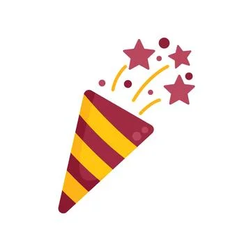 Surprise confetti icon flat vector. Face prize Stock Illustration