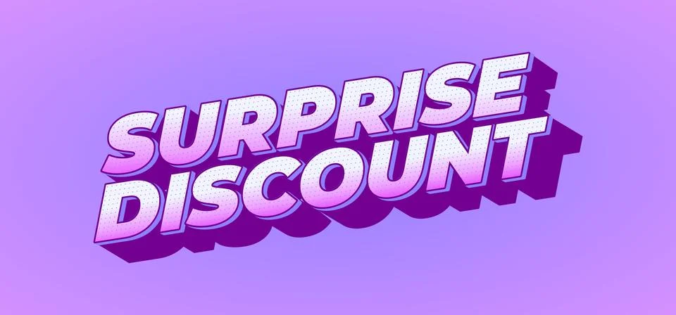 Surprise discount. Text effect in 3D look for banner or website header Stock Illustration