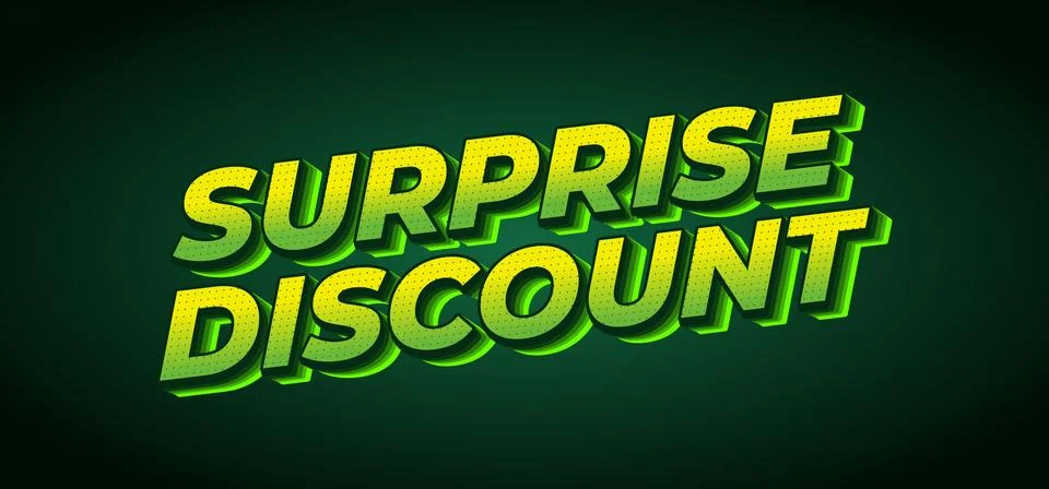 Surprise discount. Text effect in 3D look for banner or website header Stock Illustration