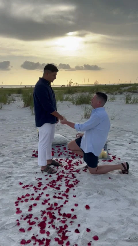 Surprise Double Proposal, Lido Beach, Sarasota, Florida, USA - 25 Jul 2024 Stock Footage 337544972
