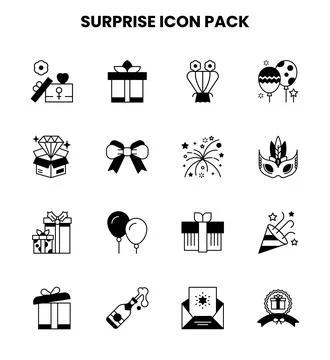 Surprise DuoTone Vector Icons Pack Stock Illustration