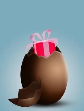 Surprise in the Easter chocolate egg Stock Illustration