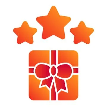 Surprise flat icon. Gift box and stars color icons in trendy flat style. Present 库存插图