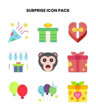 Surprise Flat Scalable Icons Pack Stock Illustration