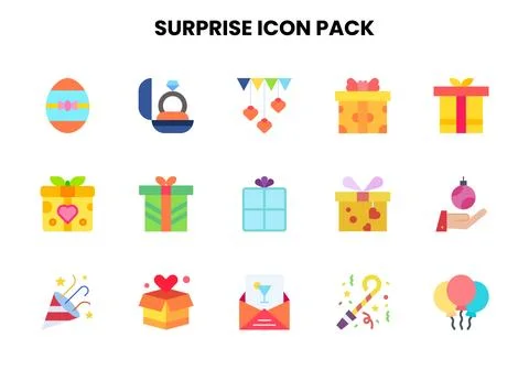 Surprise Flat UI Icons Pack Stock Illustration