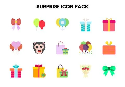 Surprise Flat UI Icons Pack Stock Illustration