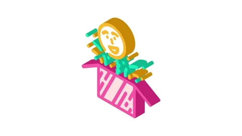 Surprise gift box isometric icon animation Stock Footage 327294499