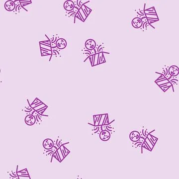 Surprise gift box line vector seamless pattern Illustrazione stock