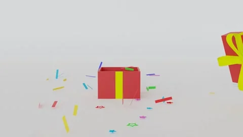 Surprise Gift Box Opens with Flying Confetti Stock Footage 324625810