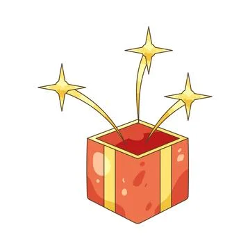 Surprise gift box with sparkles Stock Illustration