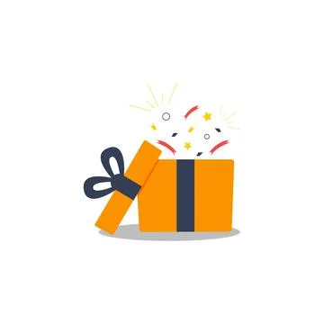Surprise gift box. special present for birthday celebration, giveaway Stock Illustration