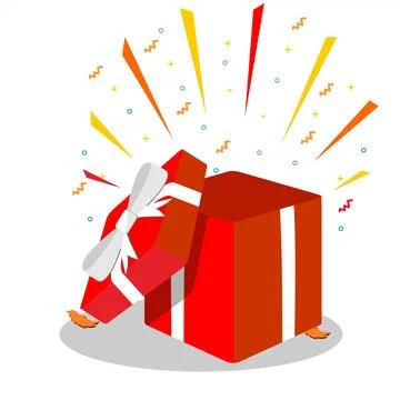 Surprise gift box vector with white bow Stock Illustration