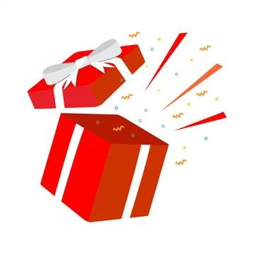 Surprise gift box vector with white bow 库存插图