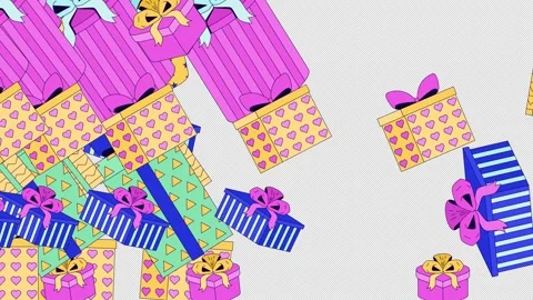 Surprise giftboxes sweep from right to left transition effect video overlay Stock Footage 337708550