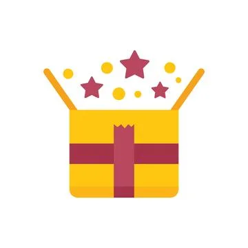 Surprise icon flat vector. Gift present Stock Illustration