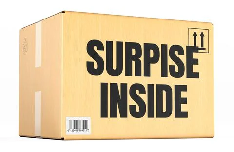 Surprise Inside, cardboard package box parcel. 3D rendering イラスト素材