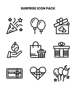 Surprise Line Vector Icons Pack Stock Illustration