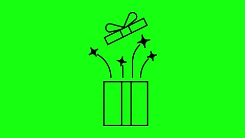 Surprise Open Gift Box Icon on Green Background Stock Footage 308667056