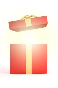 Surprise open red gift box isolated on white background with copy space Illustrazione stock