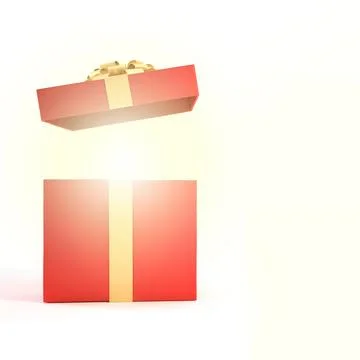 Surprise open red gift box isolated on white background with copy space, 3D Stock Illustration