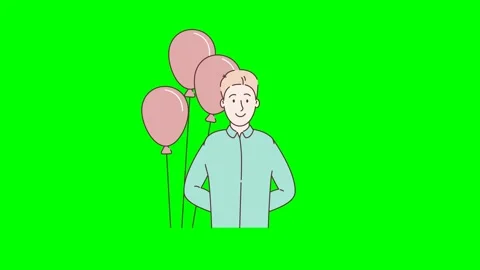 Surprise or present, romantic date, courtship. Man hiding gift. Red Balloons Vídeos de archivo 330230402