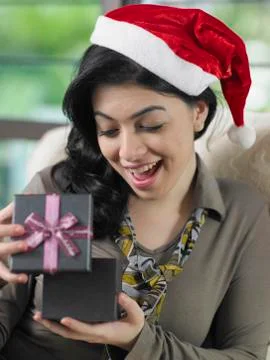 Surprise receiving present Stock Photos