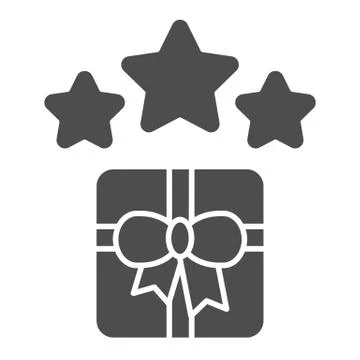 Surprise solid icon. Gift box and stars vector illustration isolated on white 스톡 일러스트